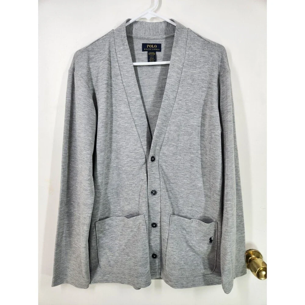 Polo Ralph Lauren Small Sleepwear Cardigan Poly Rayon Spandex  Heather Gray Men